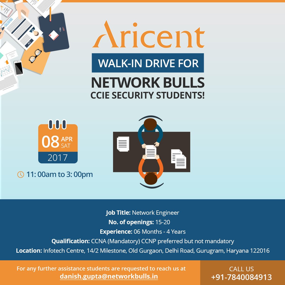 #BigNews - Aricent Walk-in Drive for Network Bulls CCIE Security Students